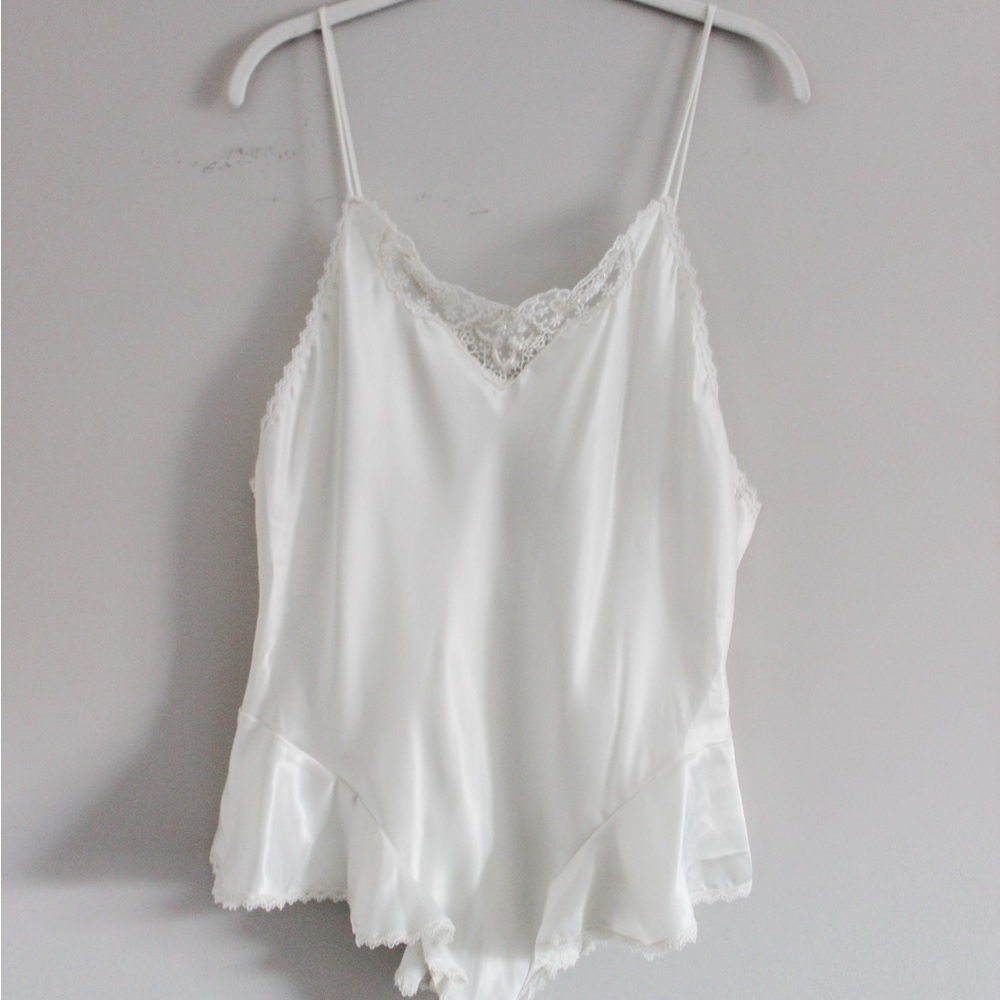Elegant White Lace Trim Lingerie Bodysuit